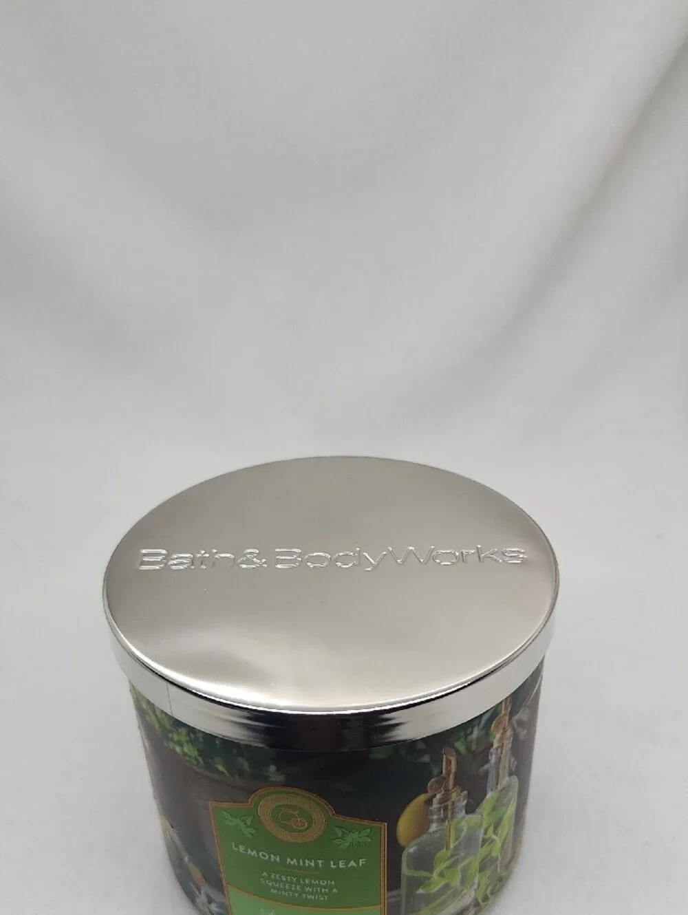 Bath & Body Works Lemon Mint Leaf 3-Wick Candle New